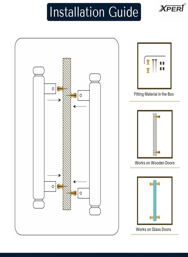 إكسبرت مقبض باب رئيسي من الفولاذ المقاوم للصدأ من إكسبرت، بتصميم كلاسيكي وبسيط، لون فضي (12 بوصة) (عبوة من قطعة واحدة) - Image 5